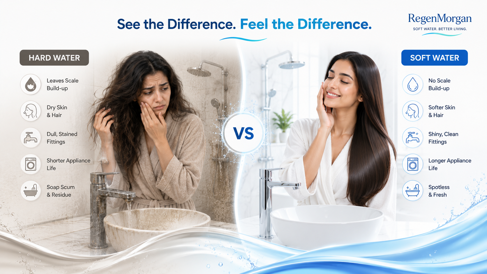 Hard water versus soft water comparison