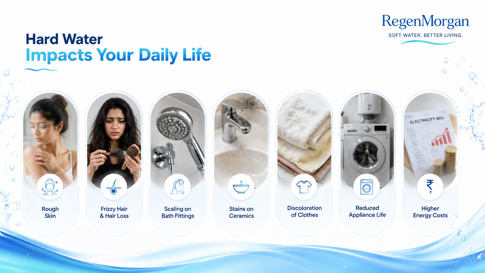 Hard water impacts on daily life, hair, skin, fittings and appliances